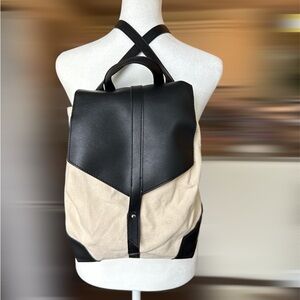 DEUX LUX Elegant Black and Canvas Backpack